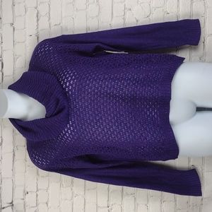METAPHOR  Metallic Sweater Purple Long Sleeve Cowl Neck L NWT